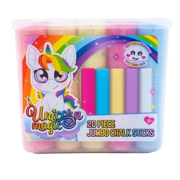 Unicorn Jumbo Sidewalk Chalk Tub 20 Pieces Magic Unicorn Multicolor - Picture 12 of 12